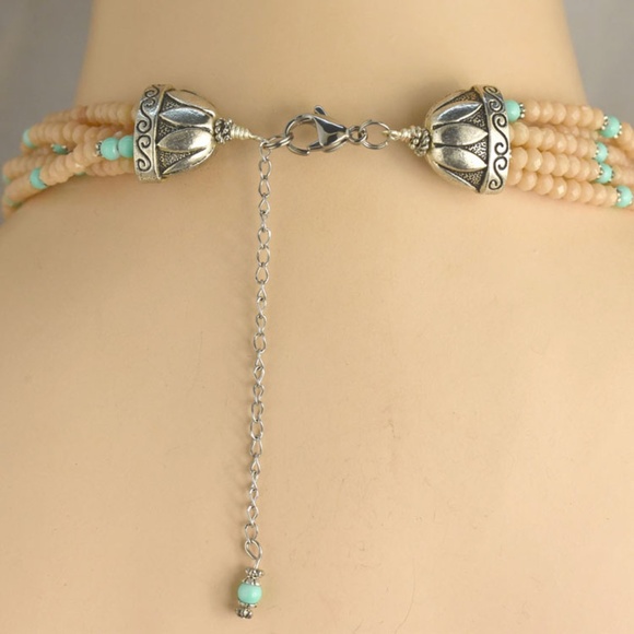 Faceted Glass & Sea Sediment Jasper Necklace Set - Picture 3 of 5